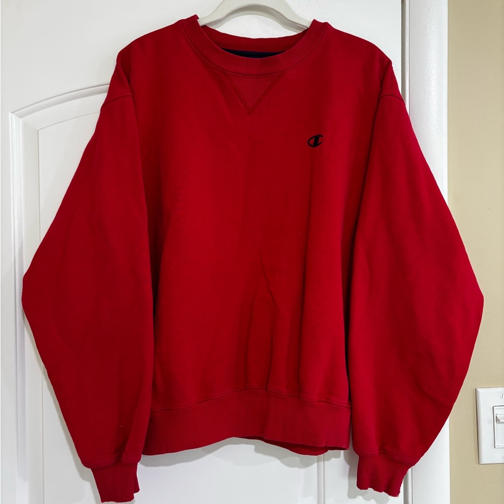 VINTAGE Champion Men's Red Sweater